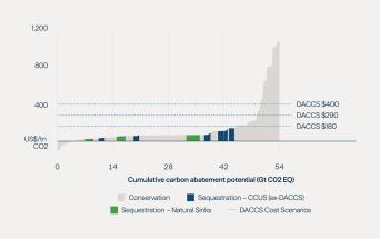 Source: Goldman Sachs Global Investment Research. CCUS—Carbon capture, utilization and storage. DACCS—Direct air capture with carbon storage Gt—Gigatons.