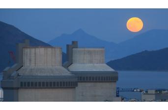 Nuclear reactors under a night sky